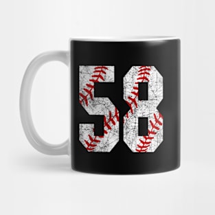 Vintage #58 Baseball Laces Baseball Mom Jersey Love Baseball Mug